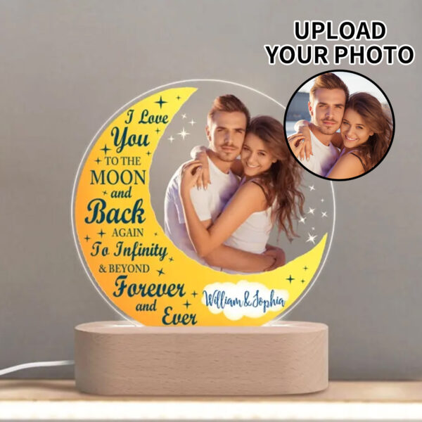 Personalized Round Night Lamp "I Love You To The Moon And Back"
