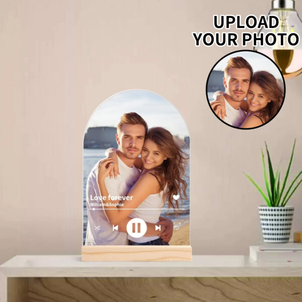 Personalized "Love Forever" Arch Table Sign with Wood Stand