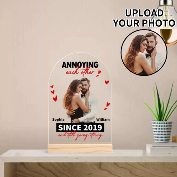 Personalized "Annoying Each Other" Arch Table Sign with Wood Stand