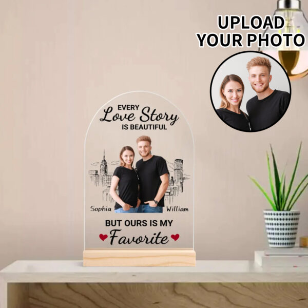 Personalised "Love Story" Arch Table Sign with Wood Stand