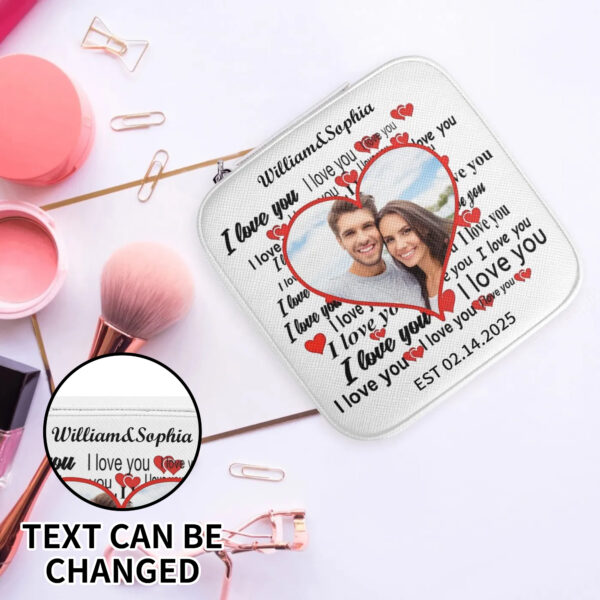 Customizable "I Love You" Jewelry Box with Mirror - Portable and Stylish Accessory Organizer
