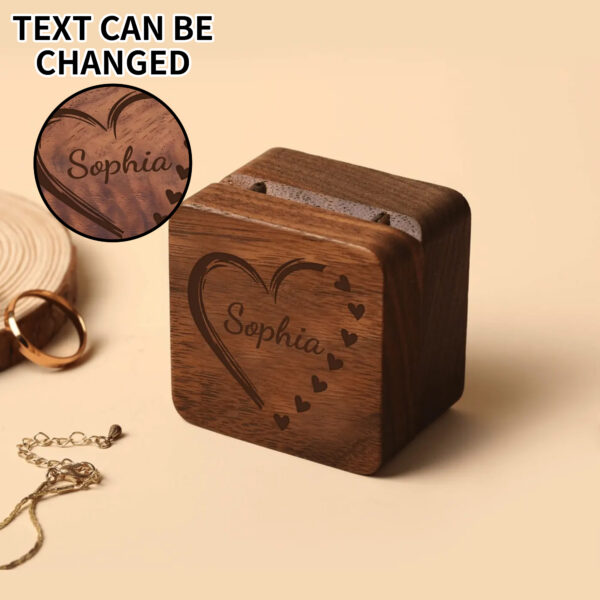 Personalized Wooden Engraved, 3 Slot Ring Holder Box