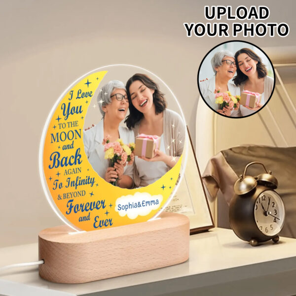 Customizable "I Love To The Moon And Back" Round Lamp With Night Light for Women